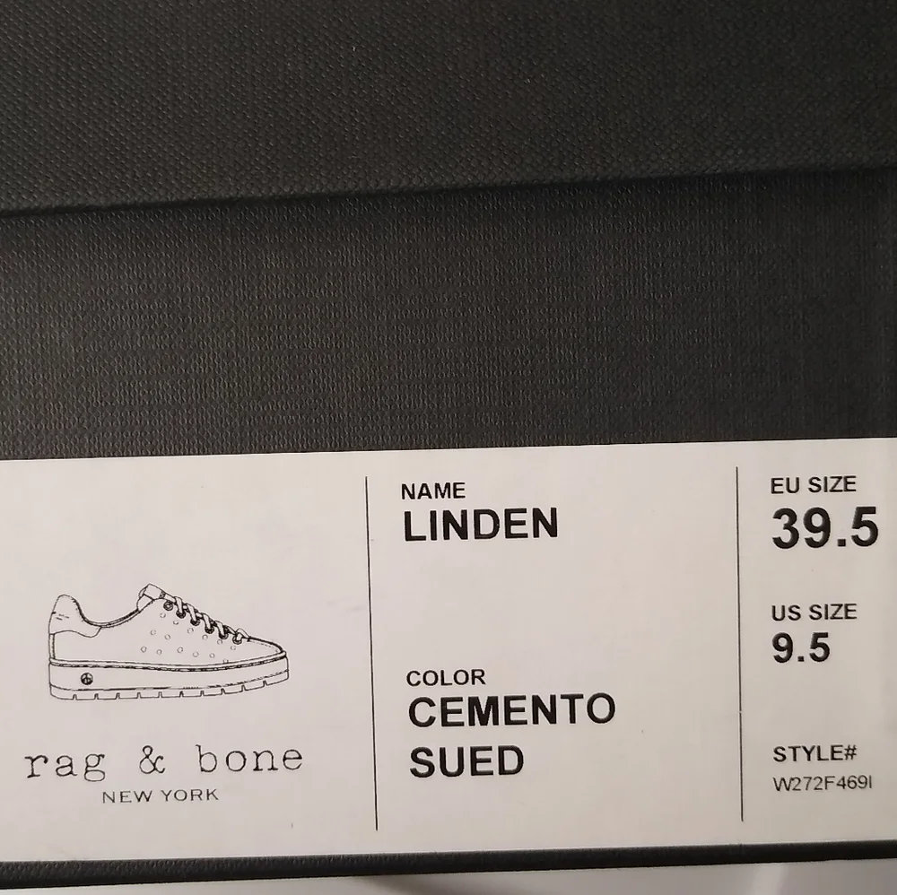 NIB Rag & Bone Linden Cemento Perforated Sued Platform Sneakers in Gray Size 9.5